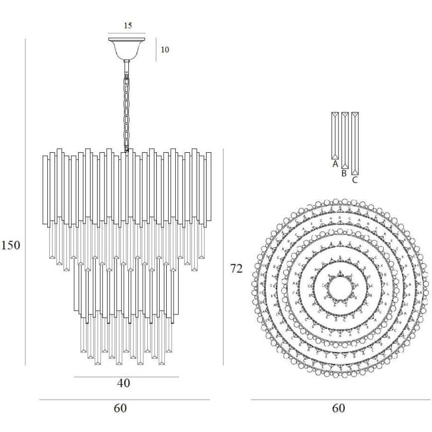 MAXLIGHT P0283 - Candeeiro suspenso VOGUE 16xE14/40W/230V diâmetro 60 cm dourado