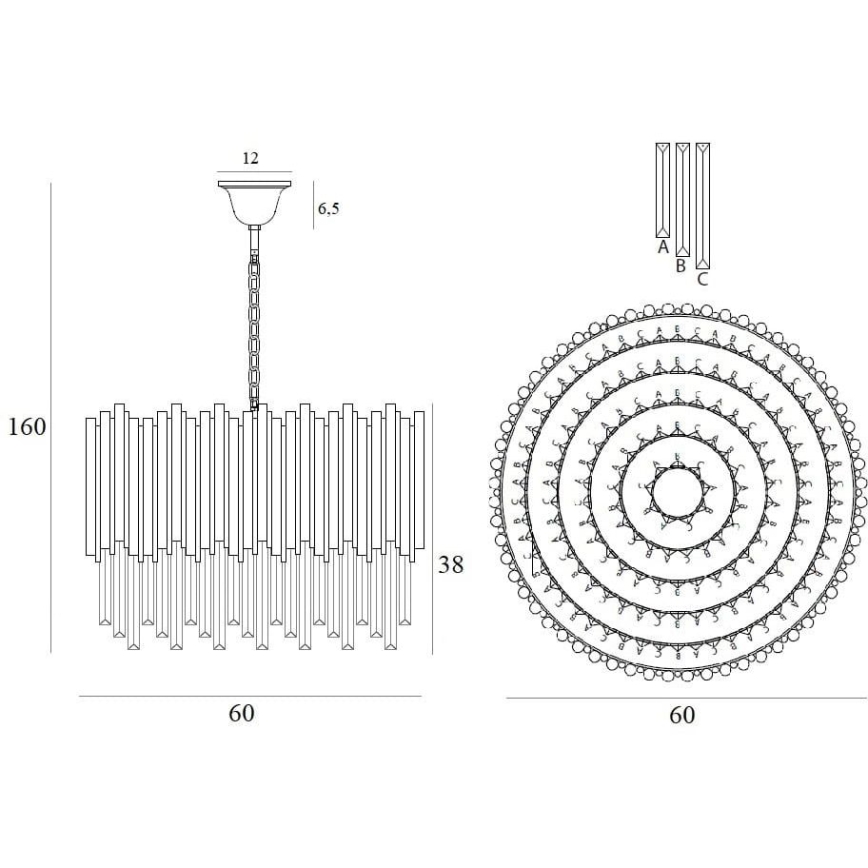 MAXLIGHT P0284 - Candeeiro suspenso VOGUE 12xE14/40W/230V diâmetro 60 cm dourado