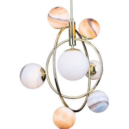 MAXLIGHT P0378 - Candeeiro suspenso COSMOS 7xG9/40W/230V dourado