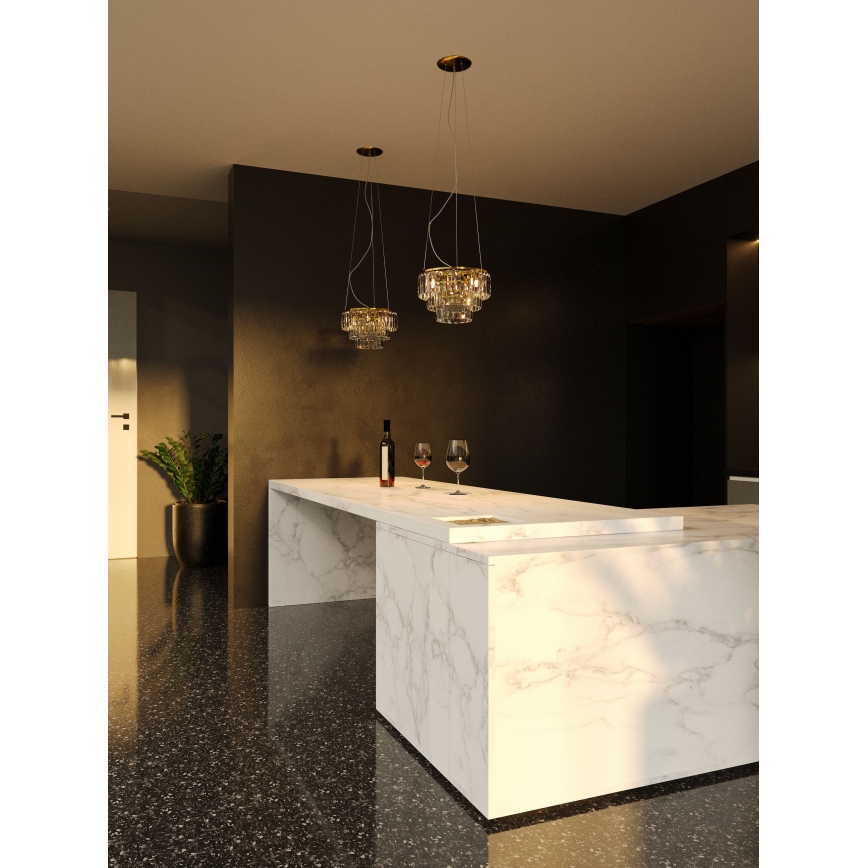 MAXLIGHT P0423 - Candeeiro suspenso MONACO 9xG9/40W/230V diâmetro 42 cm dourado