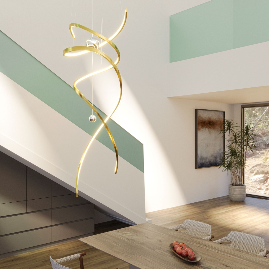 MAXLIGHT P0427D - Candeeiro suspenso LED com regulação RITZ LED/100W/230V diâmetro 60 cm CRI 90 dourado