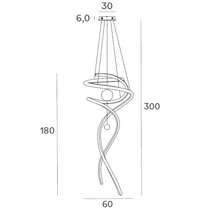 MAXLIGHT P0427D - Candeeiro suspenso LED com regulação RITZ LED/100W/230V diâmetro 60 cm CRI 90 dourado
