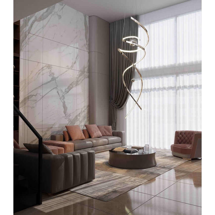 MAXLIGHT P0482D - Candeeiro suspenso LED com regulação RITZ LED/100W/230V diâmetro 60 cm CRI 90 cromado brilhante