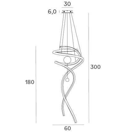 MAXLIGHT P0482D - Candeeiro suspenso LED com regulação RITZ LED/100W/230V diâmetro 60 cm CRI 90 cromado brilhante