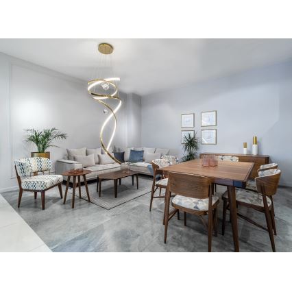 MAXLIGHT P0483D - Candeeiro suspenso LED com regulação RITZ LED/100W/230V diâmetro 60 cm CRI 90 latão