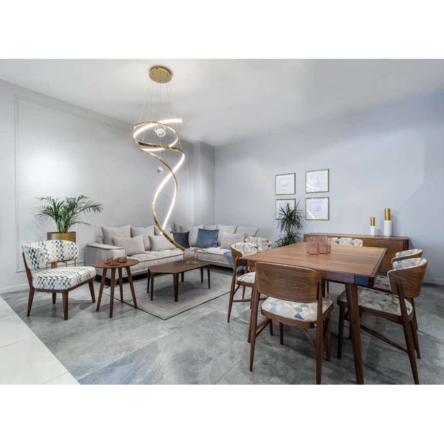 MAXLIGHT P0483D - Candeeiro suspenso LED com regulação RITZ LED/100W/230V diâmetro 60 cm CRI 90 latão