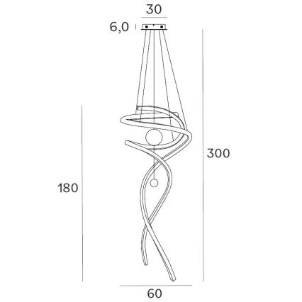 MAXLIGHT P0483D - Candeeiro suspenso LED com regulação RITZ LED/100W/230V diâmetro 60 cm CRI 90 latão