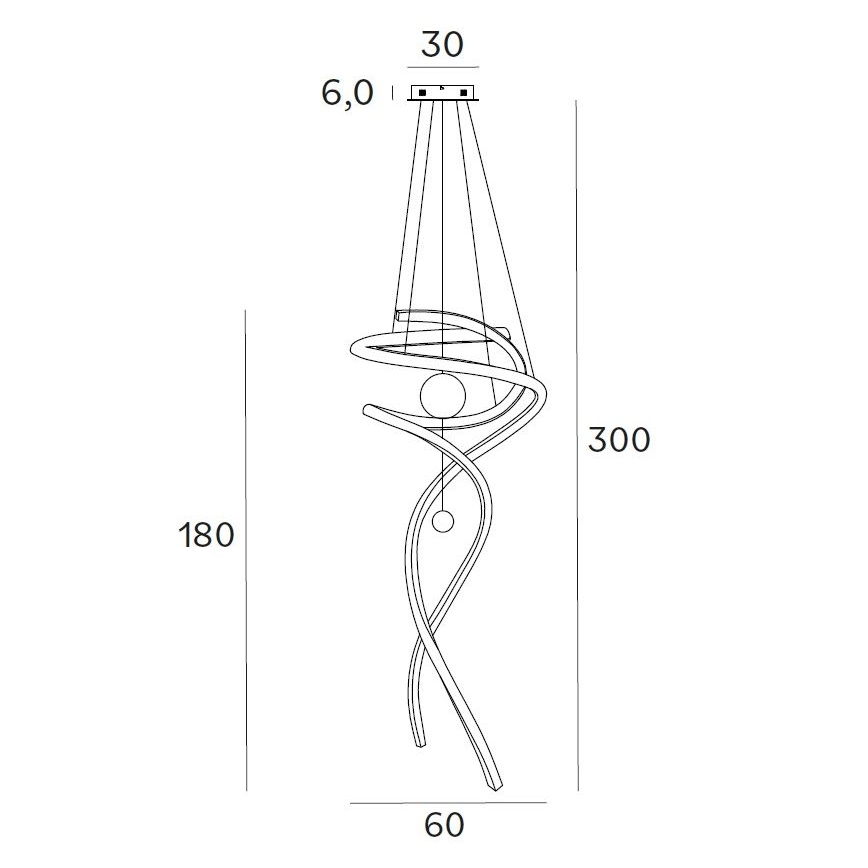 MAXLIGHT P0483D - Candeeiro suspenso LED com regulação RITZ LED/100W/230V diâmetro 60 cm CRI 90 latão