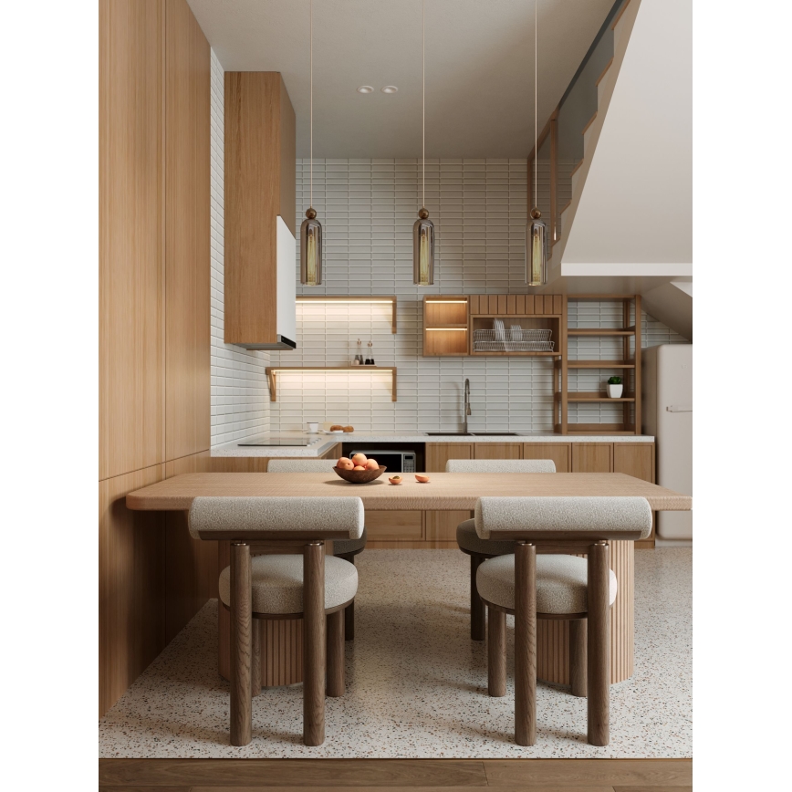 MAXLIGHT P0511 - Candeeiro suspenso CAMPANILA 1xE27/40W/230V diâmetro 10 cm latão/cinzento