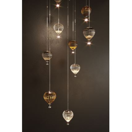 MAXLIGHT P0526D - Candeeiro suspenso LED com regulação PALLONCINI 11xLED/6W/230V diâmetro 45 cm transparente/bege/fumado