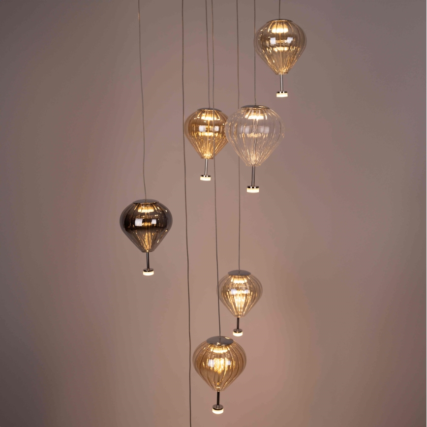 MAXLIGHT P0526D - Candeeiro suspenso LED com regulação PALLONCINI 11xLED/6W/230V diâmetro 45 cm transparente/bege/fumado