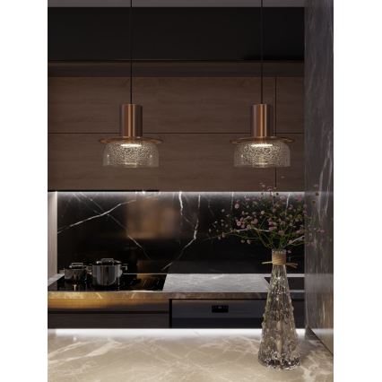 MAXLIGHT P0530 - Candeeiro suspenso LED SIGNATURE LED/8W/230V diâmetro 15 cm latão/transparente