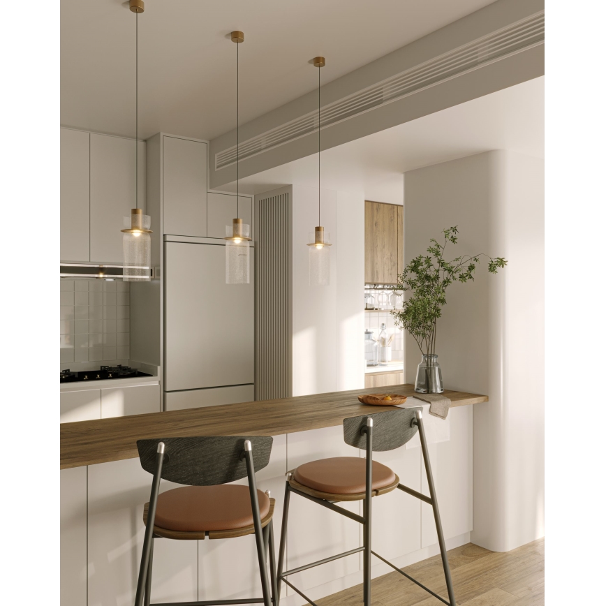 MAXLIGHT P0531 - Candeeiro suspenso LED SIGNATURE LED/8W/230V diâmetro 15 cm latão/transparente