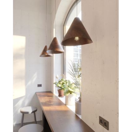 MAXLIGHT P0548 - Candeeiro suspenso SAKURA 1xE27/60W/230V diâmetro 33,5 cm nogueira