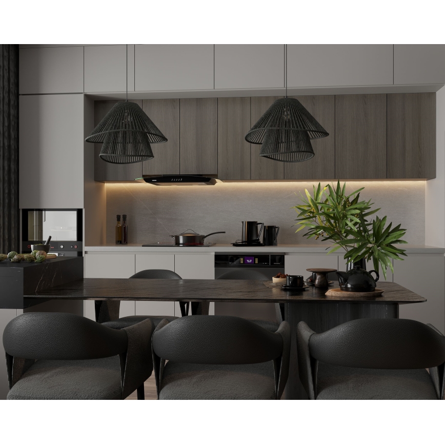 MAXLIGHT P0580 - Candeeiro suspenso AMALFI 1xE27/15W/230V diâmetro 45 cm preto