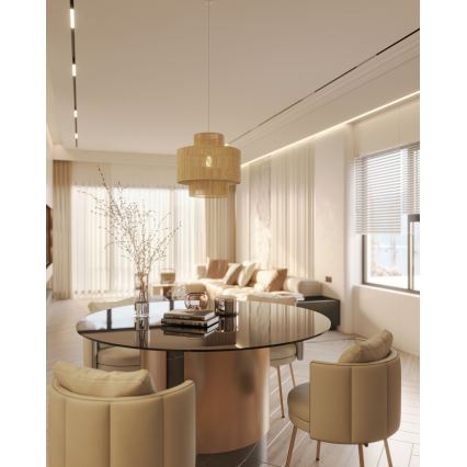 MAXLIGHT P0586 - Candeeiro suspenso LABRIZ 1xE27/15W/230V diâmetro 35 cm bege