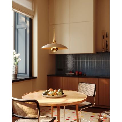 MAXLIGHT P0674 - Lustre LED suspenso por cabo MANUKA LED/12W/230V Ø 28 cm dourado/bege