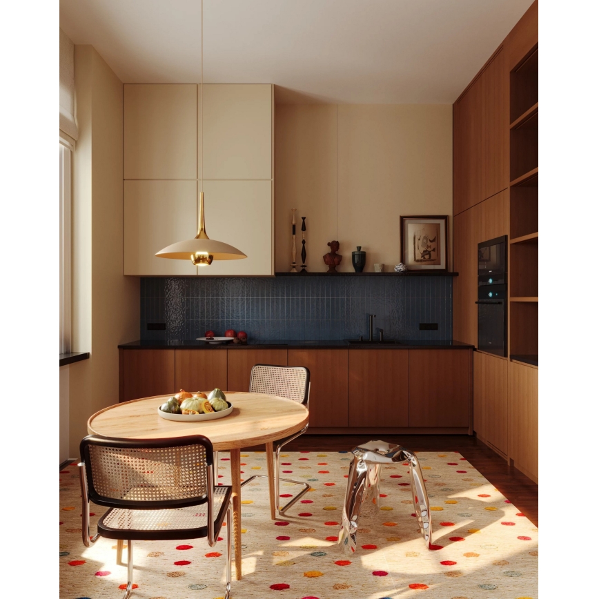 MAXLIGHT P0674 - Lustre LED suspenso por cabo MANUKA LED/12W/230V Ø 28 cm dourado/bege