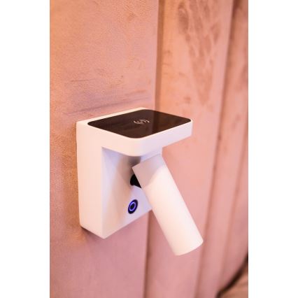 MAXLIGHT W0373 - Foco de parede LED com carregamento sem fios LOFER LED/7W/230V branco