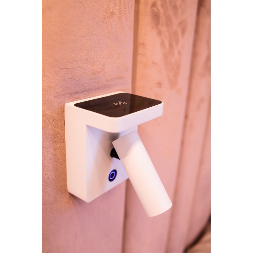 MAXLIGHT W0373 - Foco de parede LED com carregamento sem fios LOFER LED/7W/230V branco