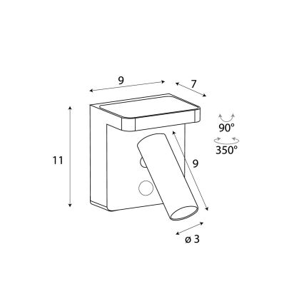 MAXLIGHT W0373 - Foco de parede LED com carregamento sem fios LOFER LED/7W/230V branco