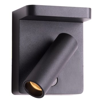 MAXLIGHT W0374 - Foco de parede LED com carregamento sem fios LOFER LED/7W/230V preto