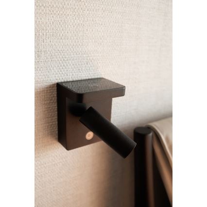 MAXLIGHT W0374 - Foco de parede LED com carregamento sem fios LOFER LED/7W/230V preto