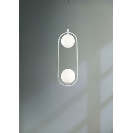 Maytoni MOD013PL-02W - Candelabro suspenso RING 2xG9/25W/230V branco