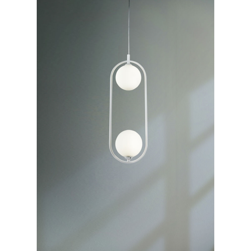 Maytoni MOD013PL-02W - Candelabro suspenso RING 2xG9/25W/230V branco