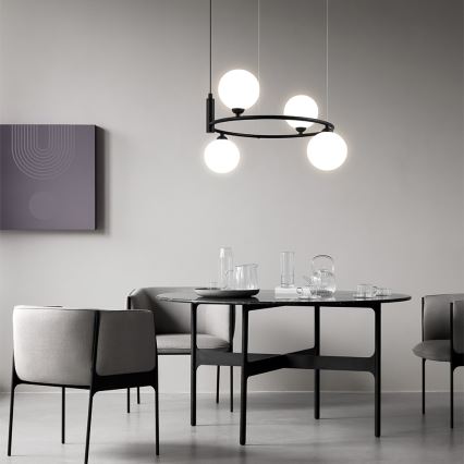 Maytoni MOD013PL-04B - Candelabro suspenso RING 4xG9/25W/230V preto