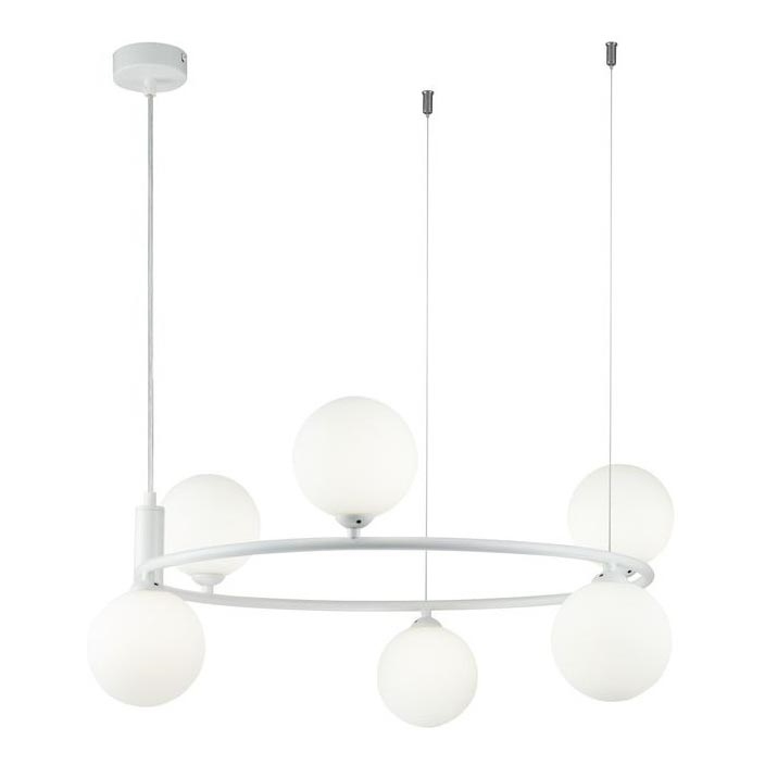 Maytoni MOD013PL-06W - Candelabro suspenso RING 6xG9/25W/230V branco