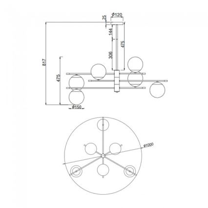 Maytoni MOD048PL-06G - Candeeiro suspenso NOSTALGIA 6xE14/40W/230V