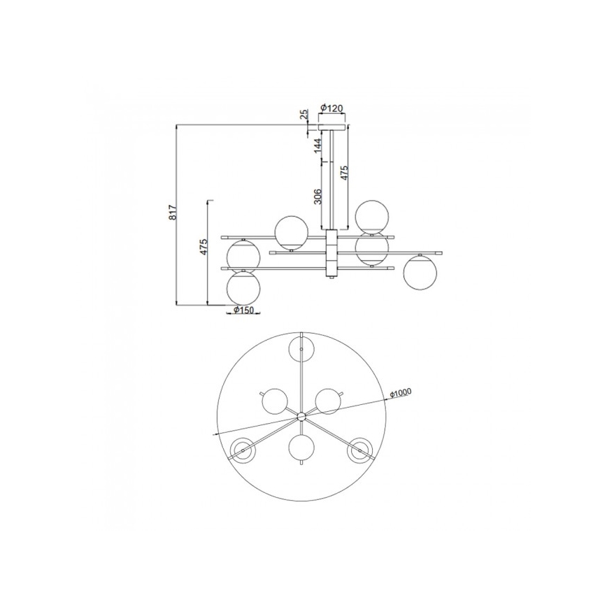 Maytoni MOD048PL-06G - Candeeiro suspenso NOSTALGIA 6xE14/40W/230V
