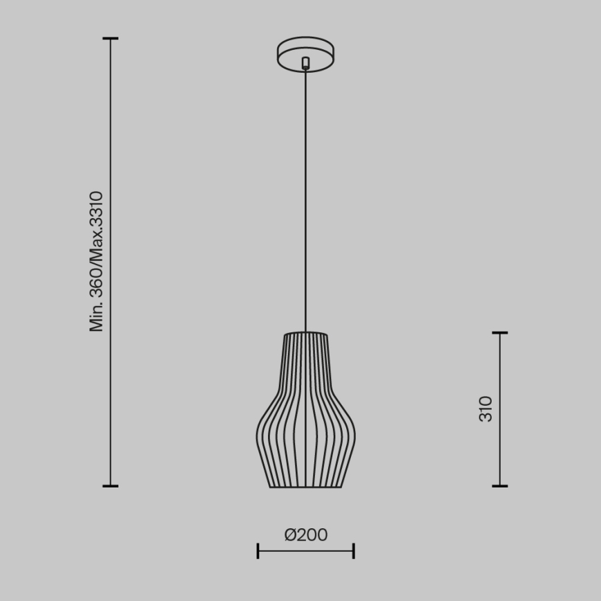 Maytoni MOD191PL-01W - Candeeiro suspenso ROOTS 1xE27/40W/230V diâmetro 20 cm bege