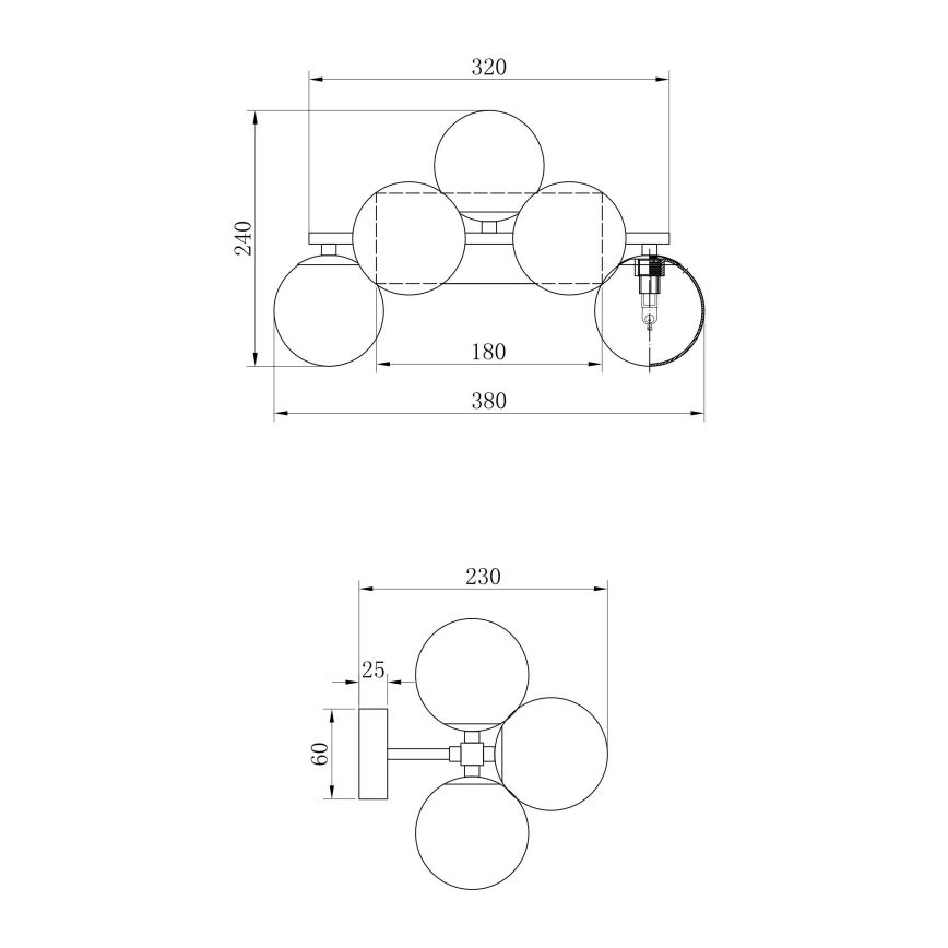 Maytoni MOD547WL-05B - Iluminação de parede DALLAS 5xG9/28W/230V preto