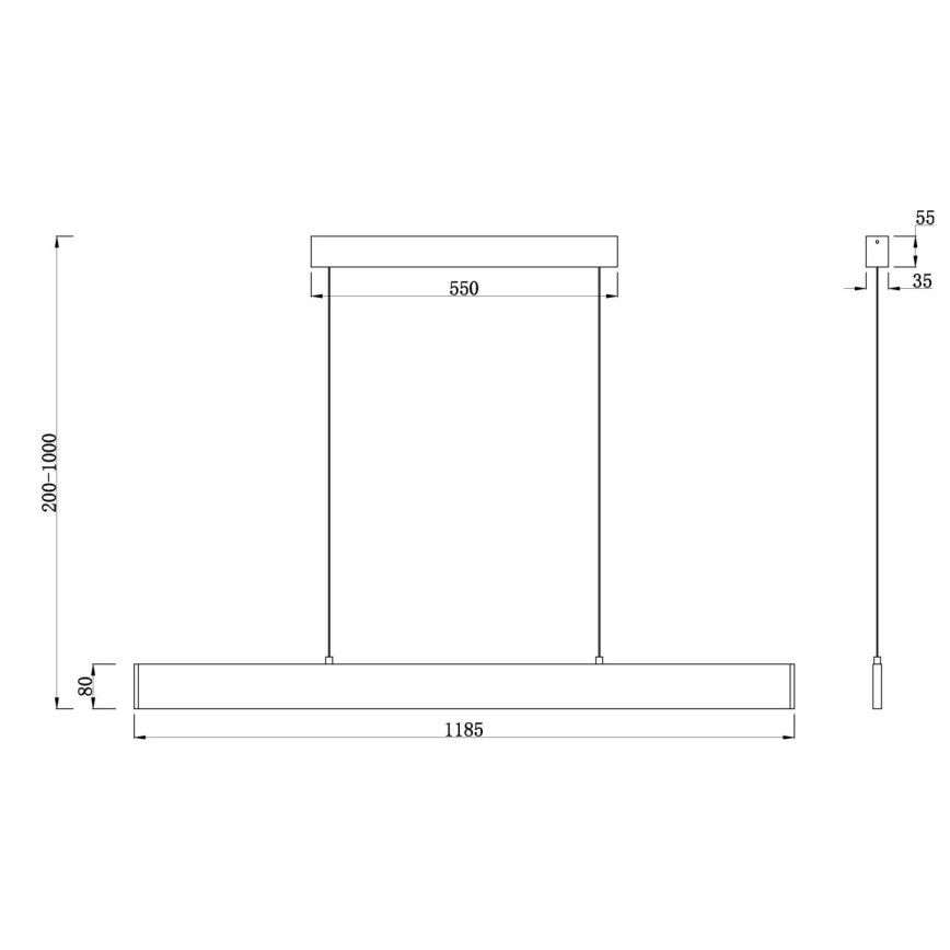 Maytoni P010PL-L30B4K - Candeeiro suspenso LED STEP LED/30W/230V 4000K 118,5 cm preto