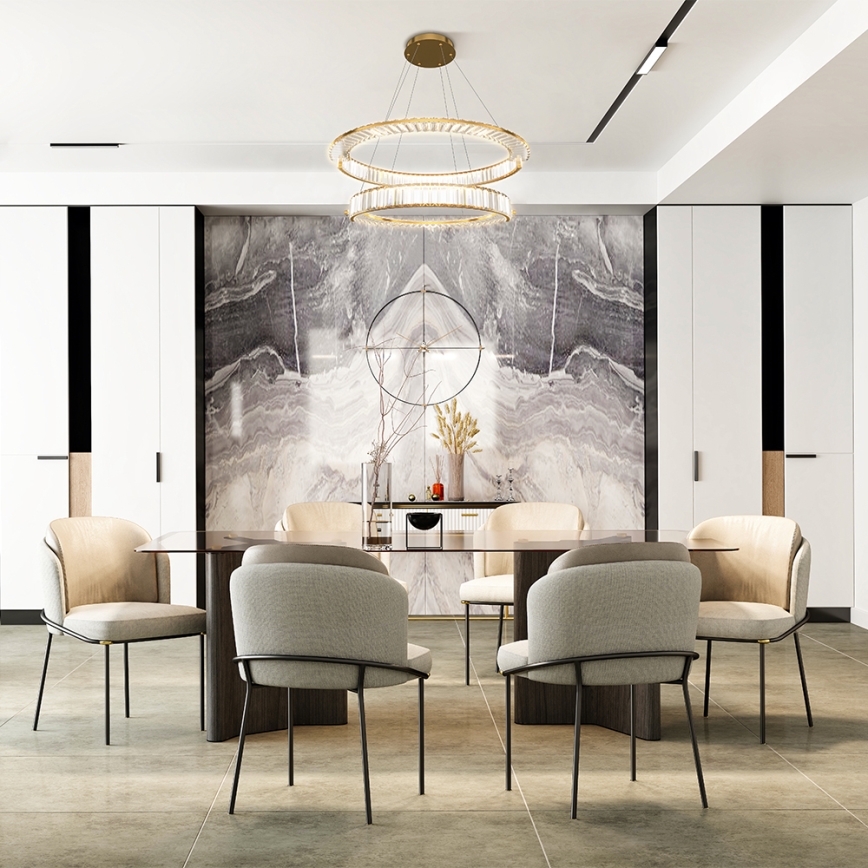 Maytoni P097PL-L90G4K - Lustre LED suspenso por cabo KRONE LED/90 W/230 V IRC 90 Ø 102 cm dourado