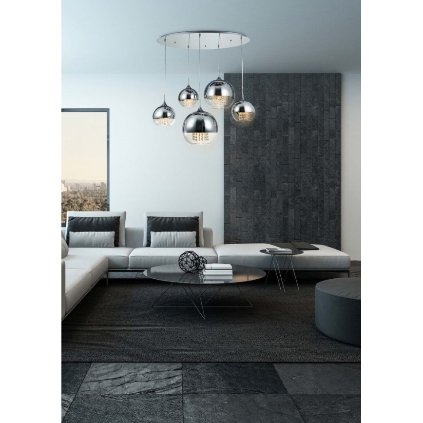 Maytoni P140-PL-170-5-N - Candeeiro suspenso FERMI 5xE27/60W/230V cromado brilhante