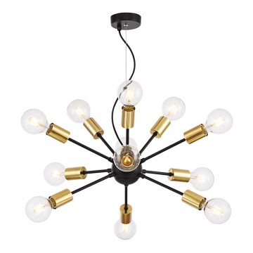Maytoni T546PL-12B - Lustre suspenso por cabo JACKSON 12xE27/7W/230V preto/dourado