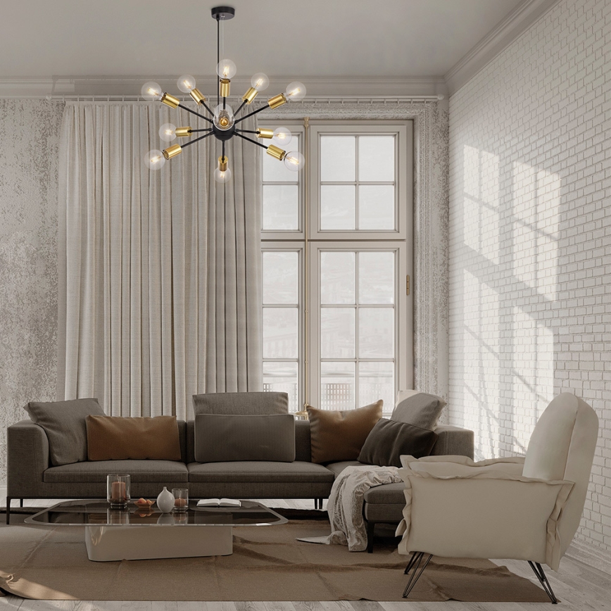 Maytoni T546PL-12B - Lustre suspenso por cabo JACKSON 12xE27/7W/230V preto/dourado