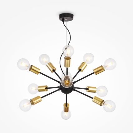 Maytoni T546PL-12B - Lustre suspenso por cabo JACKSON 12xE27/7W/230V preto/dourado
