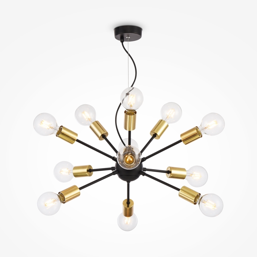 Maytoni T546PL-12B - Lustre suspenso por cabo JACKSON 12xE27/7W/230V preto/dourado