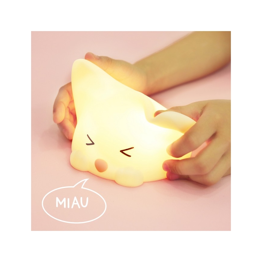 MegaLight - Candeeiro tátil para crianças LED RGB regulável CATTY CAT LED/5V