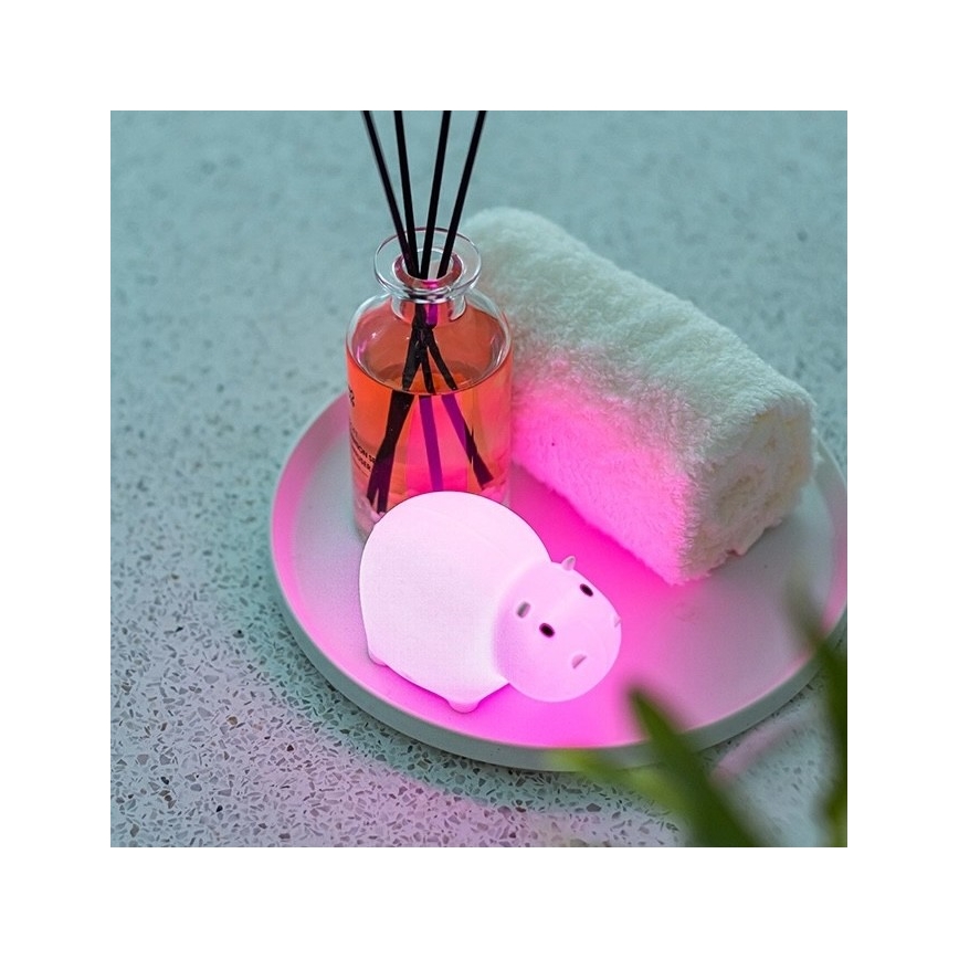 MegaLight - Luz LED RGB tátil de banheira  para crianças SWIMMY HIPPO LED/5V IP67