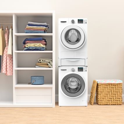 Meliconi 656112 - Suporte para máquina de lavar e secadora com gaveta extraível de 28 l, branco