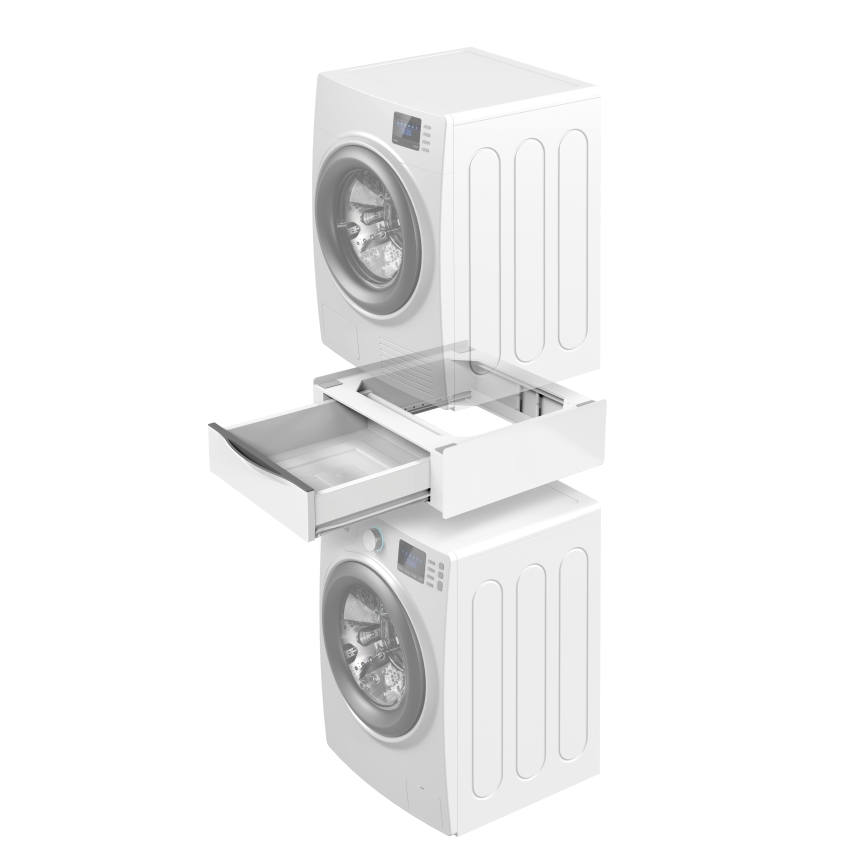 Meliconi 656112 - Suporte para máquina de lavar e secadora com gaveta extraível de 28 l, branco