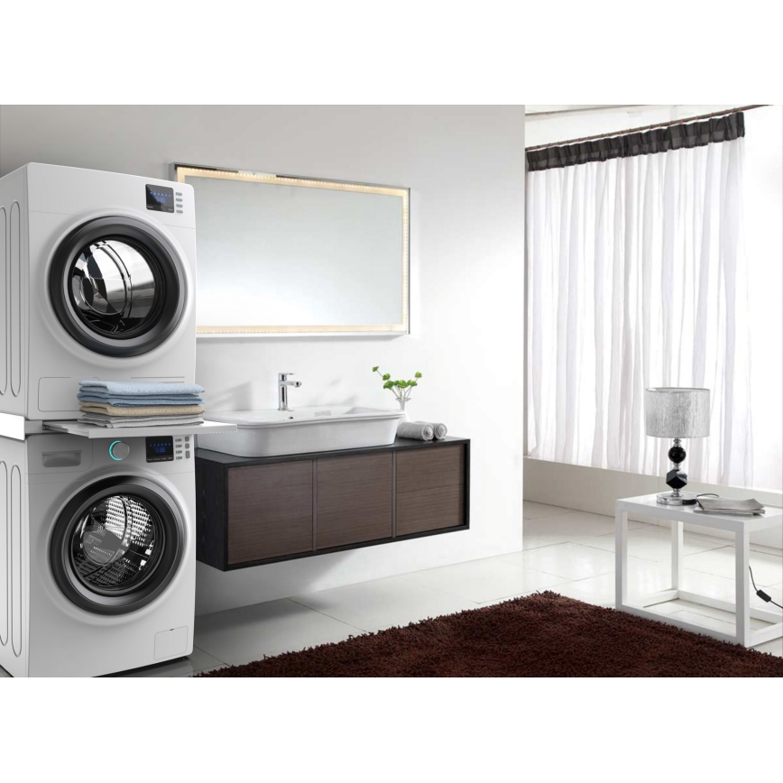 Meliconi 656113 - Suporte empilhável com gaveta para máquina de lavar e secadora 70 cm branco