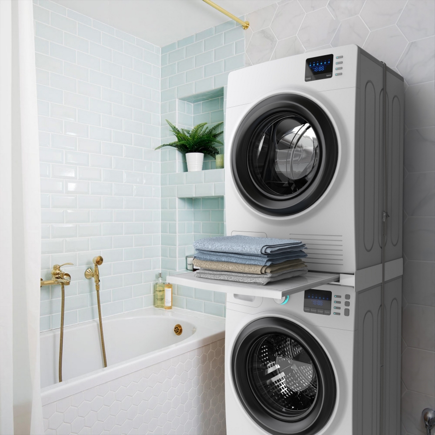 Meliconi 656113 - Suporte empilhável com gaveta para máquina de lavar e secadora 70 cm branco