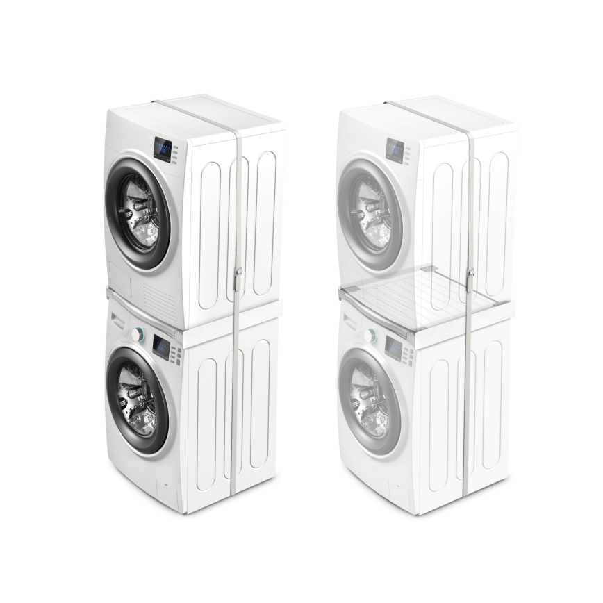 Meliconi 656113 - Suporte empilhável com gaveta para máquina de lavar e secadora 70 cm branco