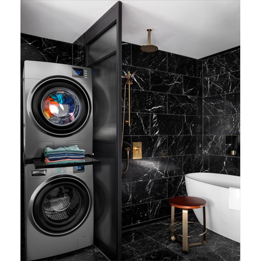 Meliconi 656136 - Pedestal com gaveta de 60 cm para máquina de lavar e secadora, preto